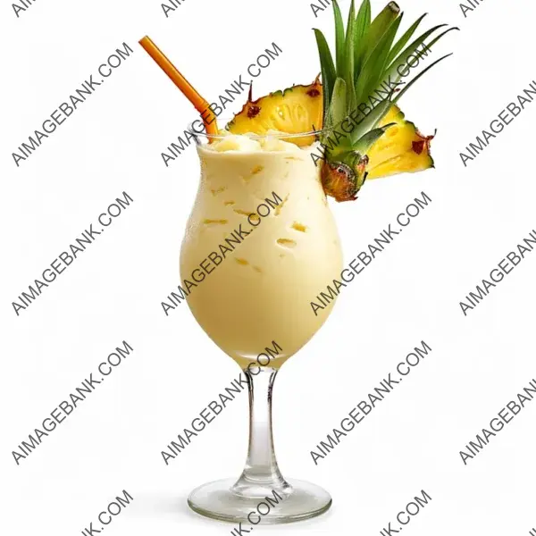 Vintage Pina Colada Display: Retro White Background