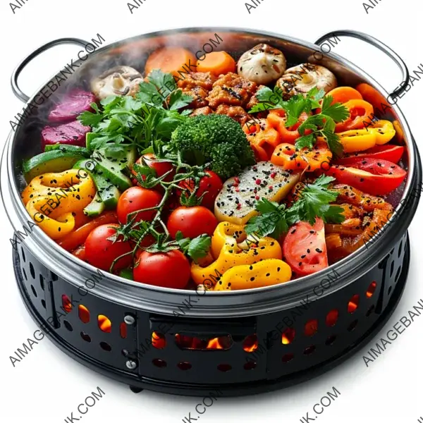 Vegetable Steamer with Freshly Steamed Vegetables