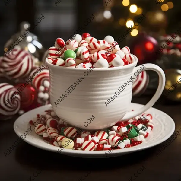 Christmas Candy Filled White Mug: Festive Treat