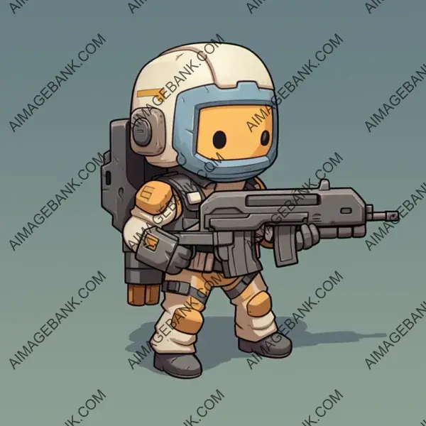 Clean Line Cartoon Design: Uzi Style in Rimworld