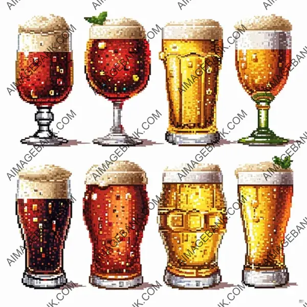 Pixel Beer Collection: 8-Bit Style, Isolated White