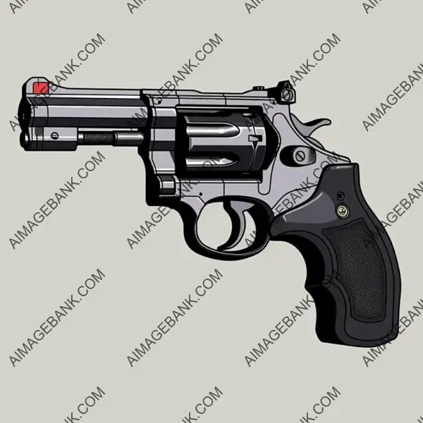 Black R8 Revolver Vector Art: Gaming Weapon Design