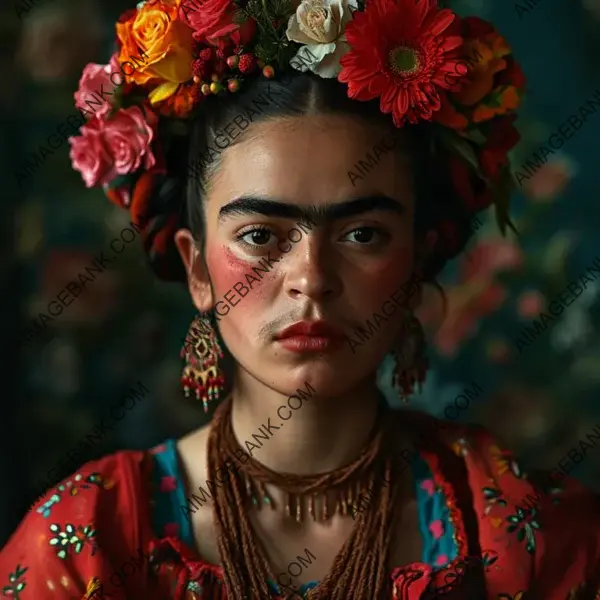 Ultimate Portrait of Frida Kahlo with Flowers in Her Hair