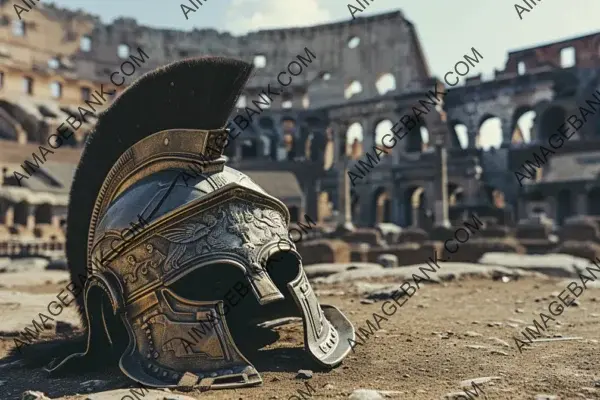 Ancient Gladiator Helmet on the Floor of the Coliseum