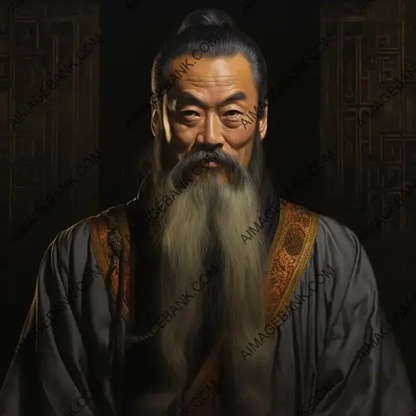 Realistic Representation of Confucius in a Portrait