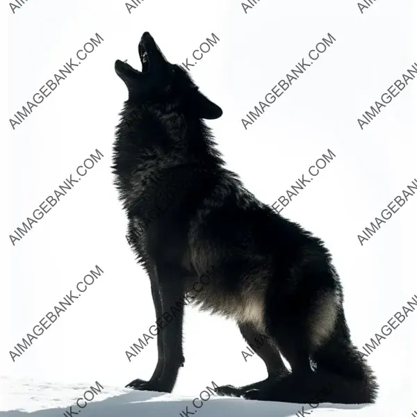 Majestic Black Wolf Howling Full Body Photo