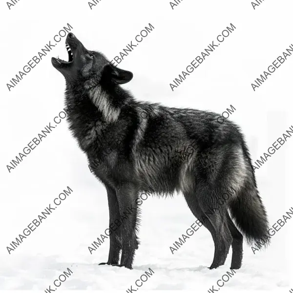 Captivating Black Wolf Howling Full Body Photo