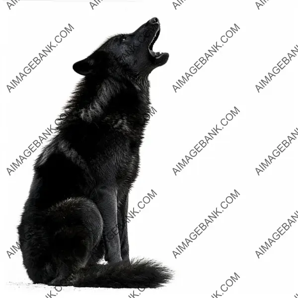 Stunning Black Wolf Howling Full Body Photo