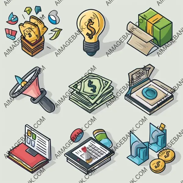 Elegant 2D Business Icon Set for Money Ideas