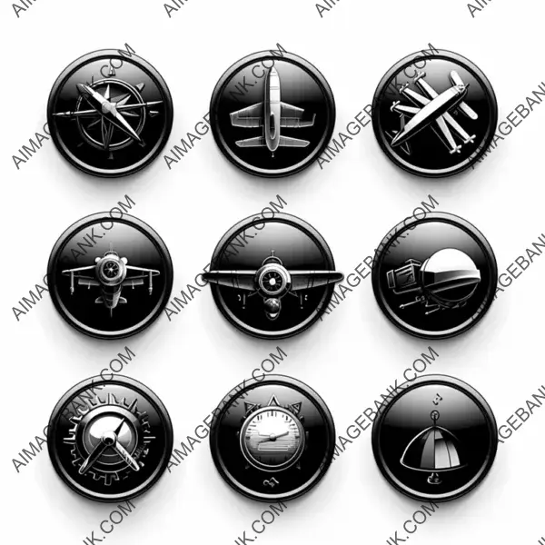 Retro Black and White Icons App in Dieselpunk Design