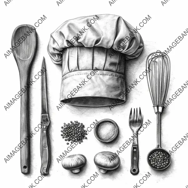 Chef&#8217;s Hat with Cooking Utensils Isolated on White for Culinary Art