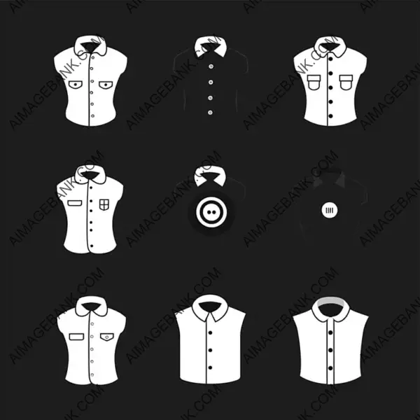 Tiny Vectorized Collar Button Clothing Icon Set for Wardrobe