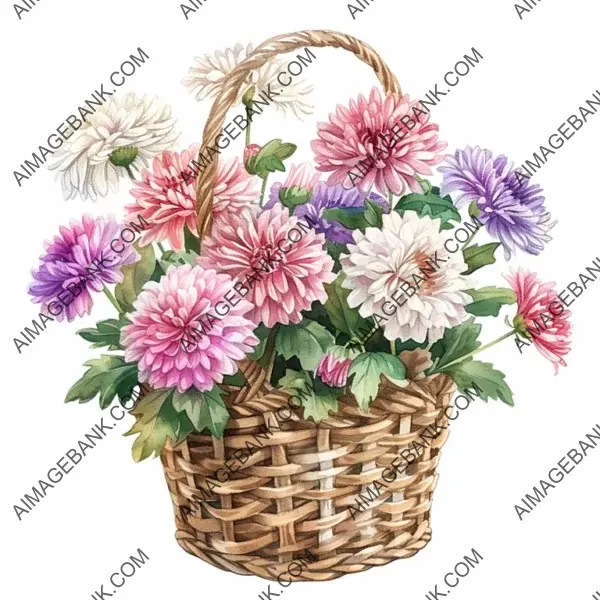 Vibrant Chrysanthemum Gift Basket Flower Clipart for Decoration