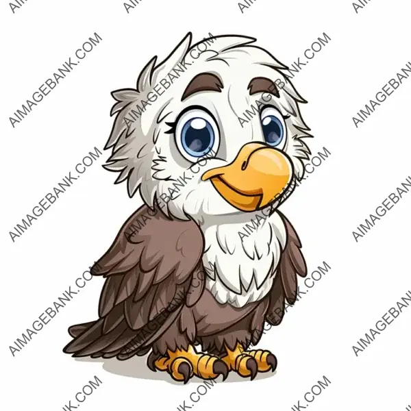 Playful Cartoon of Funny Eagle with Silly Smile in Muted Colors