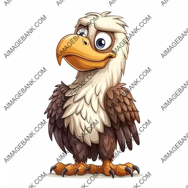 Amusing Eagle Cartoon with Comical Grin in Soft Color Palette