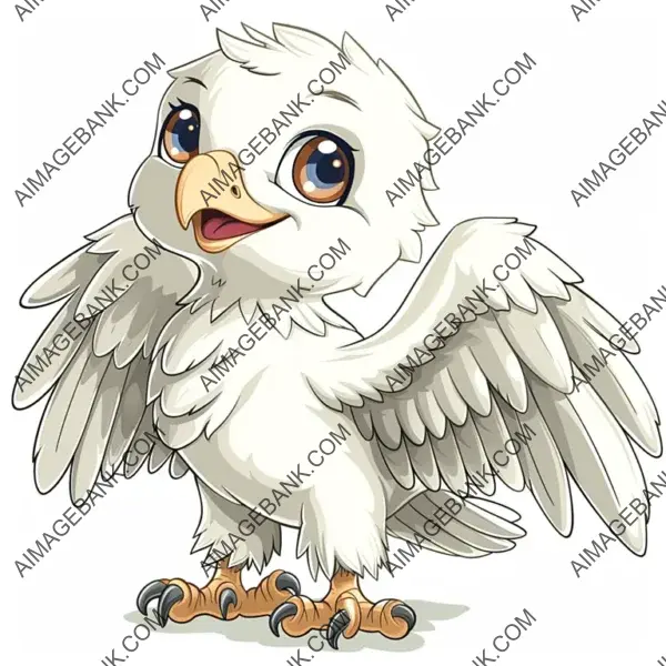 Whimsical Eagle Character with Grinning Expression in Pastel Tones