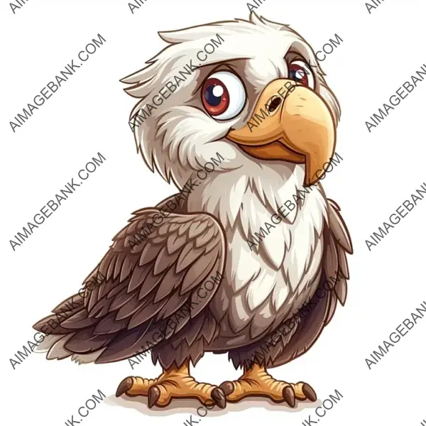 Lighthearted Eagle Illustration with Smiling Face in Subdued Colors