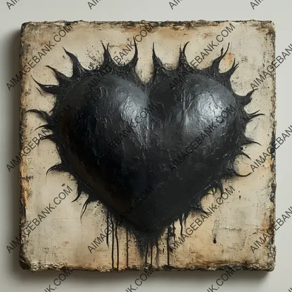 Abstract Heart Artwork with Black Flames by Picasso Isolated