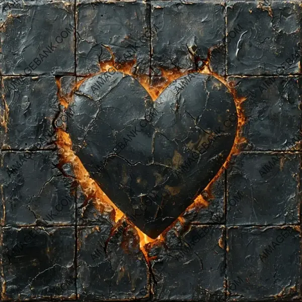 Picasso-Style Heart Drawing with Dark Flames Isolated for Graphic