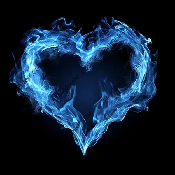 Blue Flames Heart Isolated on White Background for Art