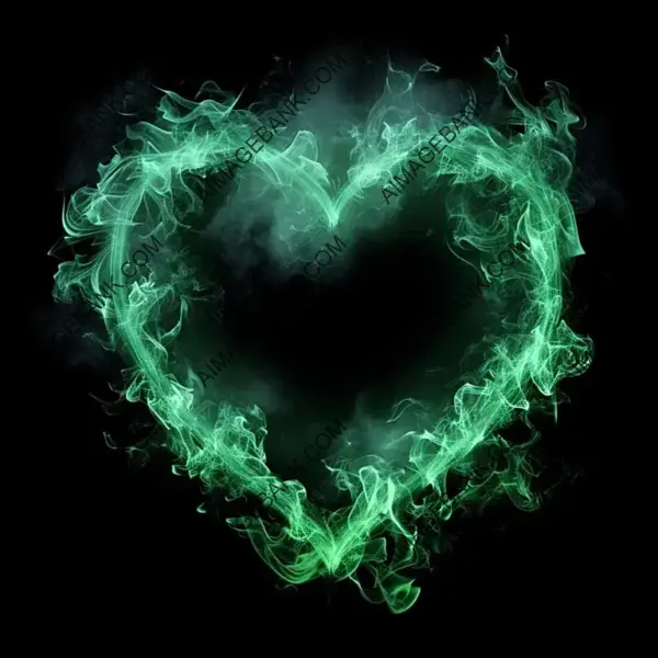 Heart with Green Flames Illustration Isolated for Creative Design