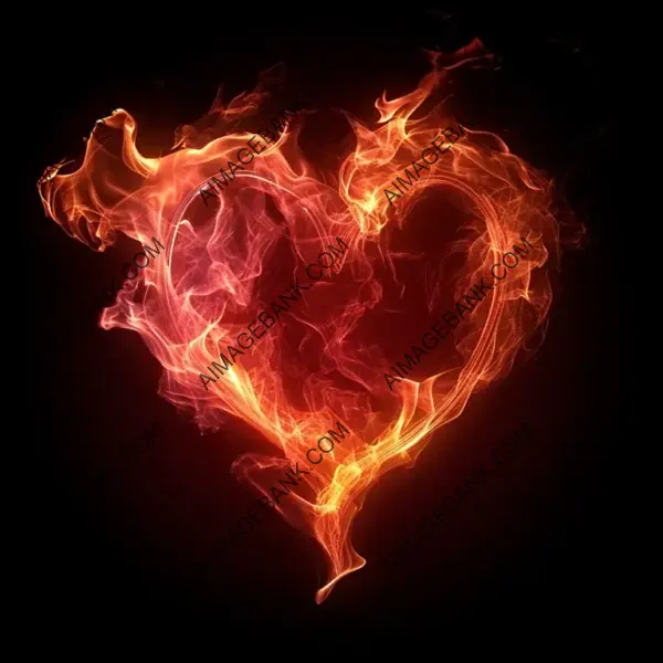 Ruby Flames Heart Isolated from Background for Design