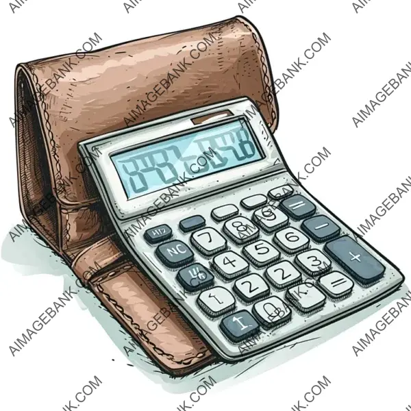 Calculator and Wallet Positioned Side by Side