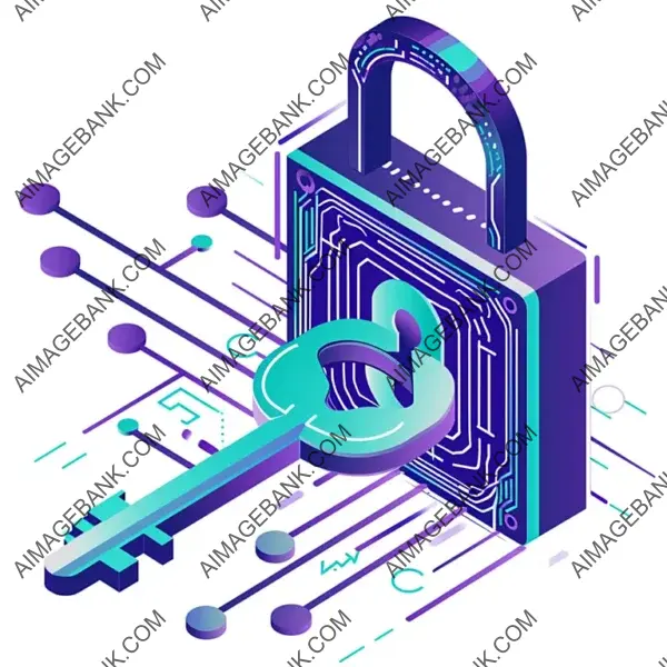 Abstract Digital Lock Key: Graphic Isolated Design