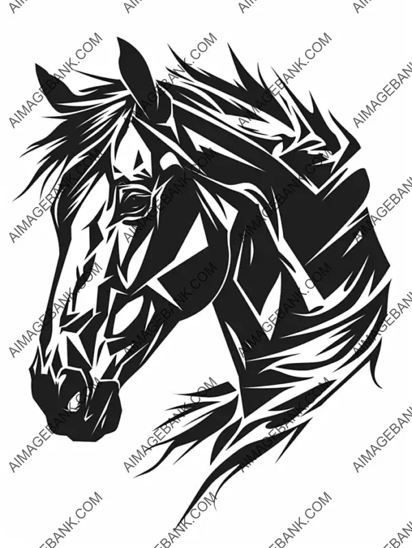 Thick Lines Black White: Simple Horse Logo Design