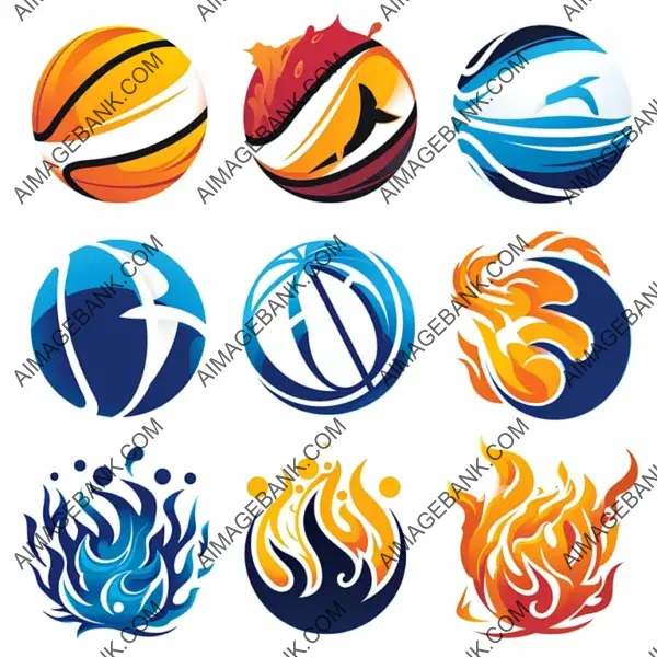 Basketball Logo Art: Collection Isolated on White