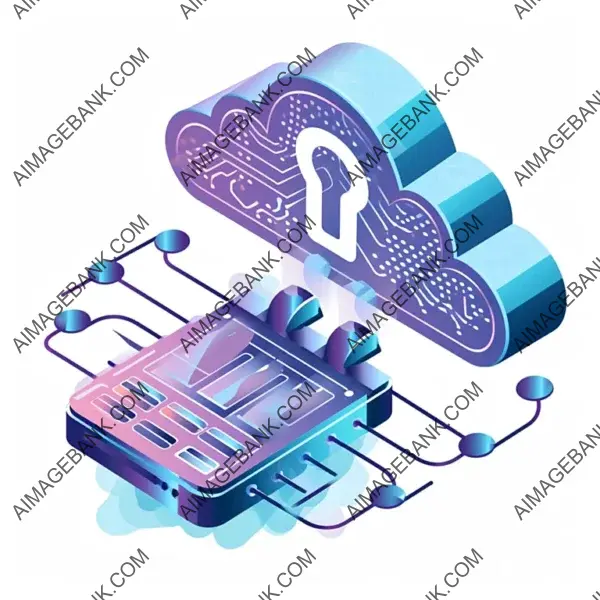 Isolated Secure Cloud Computing Illustration on White