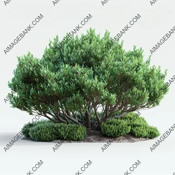 Isolated Side View of Bush on White Background