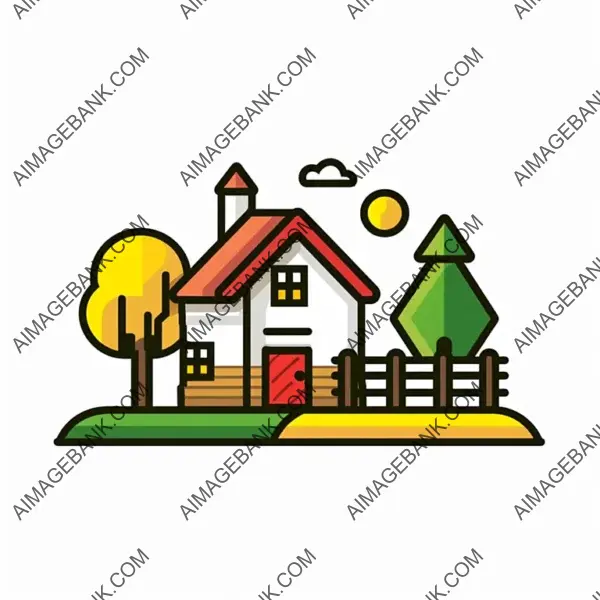 Simple Farm Vector Icon on White Background