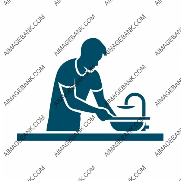 Man Washing Dishes Simple Vector Icon on White Background