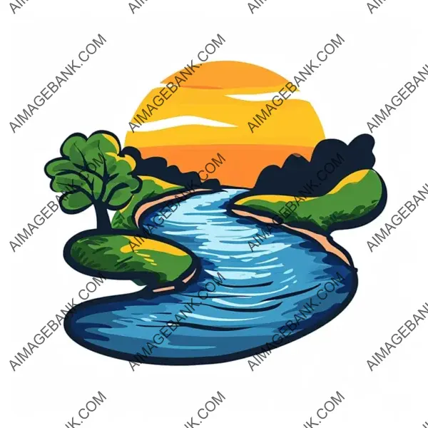 Capture Attention: Simple Vector Icon for River on White Background