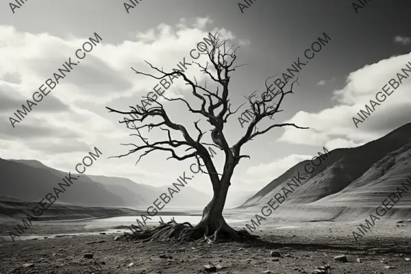 Desert Serenity: Black and White Photographic Realism