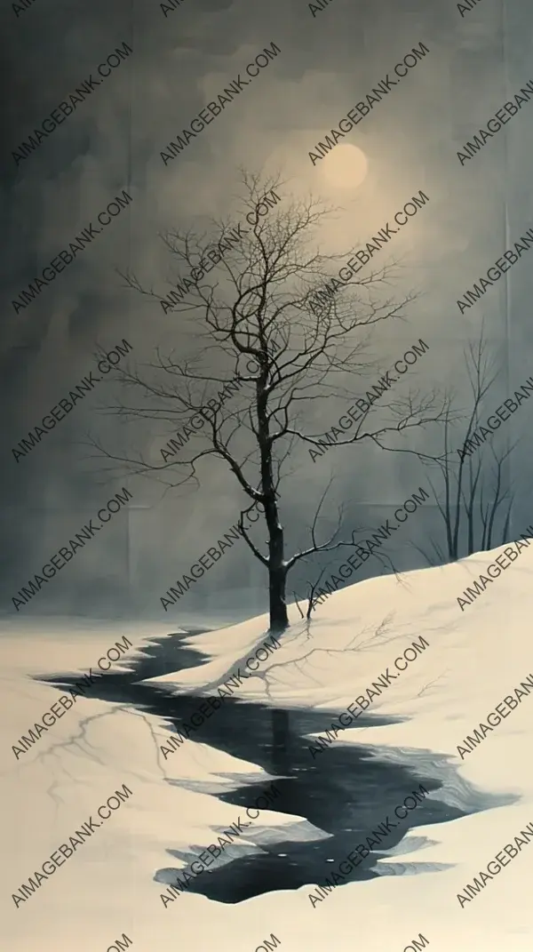 Surreal Minimalism: Frozen Shadows Dance in Winter Light