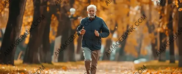 Park Serenity: Older Man Embracing a Healthy Lifestyle with Running