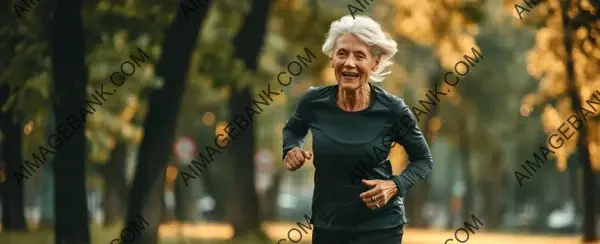 Park Beauty: Older Woman Embracing a Healthy Lifestyle with Running