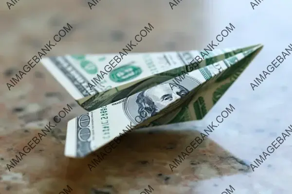Financial Flight: Paper Airplane Soaring, Crafted from a Dollar Bill