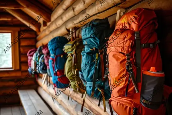 Adventure Awaits: Backpacks Ready for the Journey Inside a Cabin