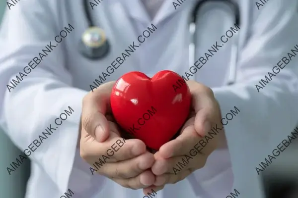 Compassionate Cardiology: Doctor Holds Red Heart Close