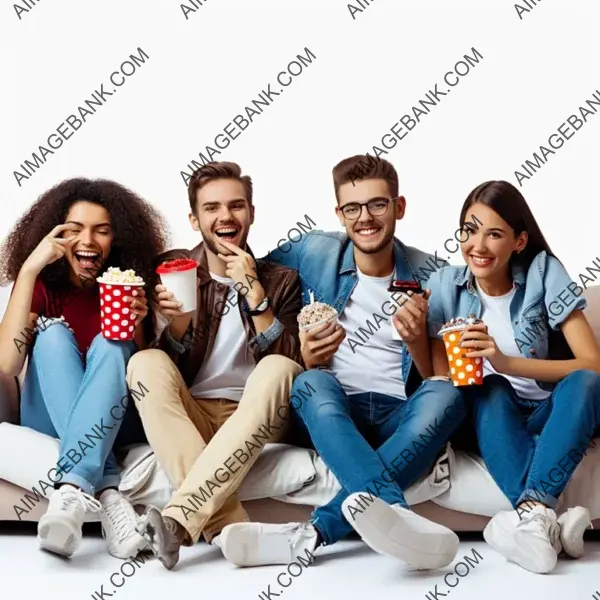 Home Cinema Bliss: Isolated Moments of Friends Enjoying Movie Night