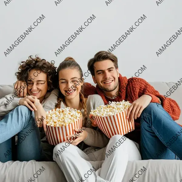 Cozy Entertainment: Friends Cherishing Movie Night Together in Isolation