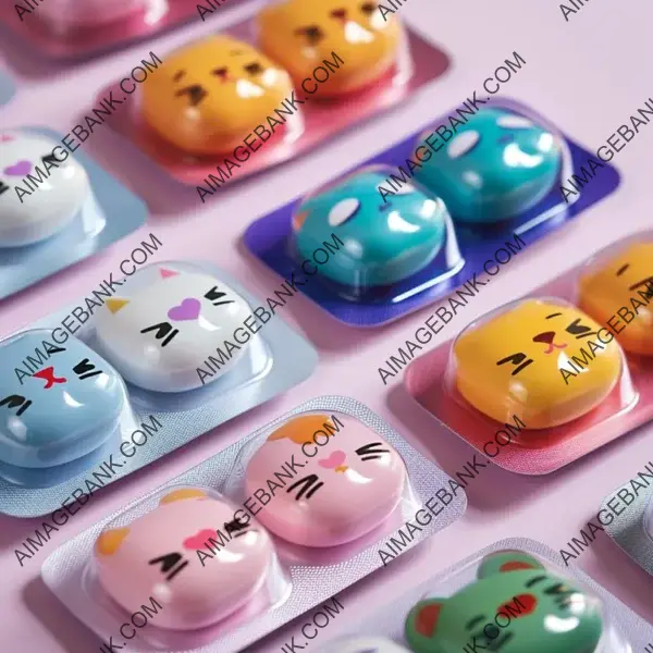 Whimsical Medication: Pills with Cartoony Cat Packaging, Adding a Playful Touch to Healthcare