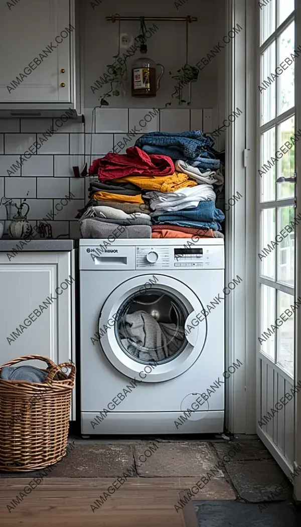 Laundry Dilemma: Realistic Photo Illustrating a Pile of Dirty Laundry in a Daily Setting