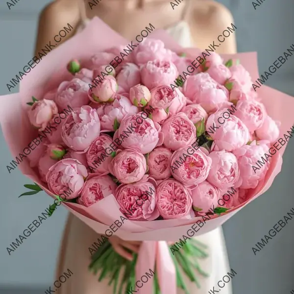 Floral Splendor: Capturing the Stunning Essence of a Big Round Bouquet Adorned with Pink Blooms