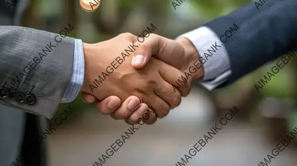 Business Harmony: Symbolic Gesture of a Handshake Between Professionals in Elegant Suits