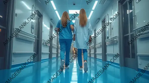 Medical Path: Female Surgeon Walking Through the Hospital Setting, Symbolizing Commitment to Healthcare