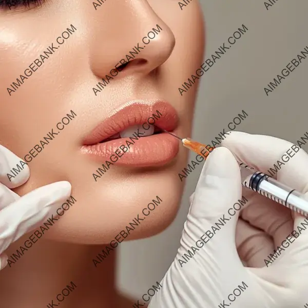 Beauty Enhancements: Woman Receiving Cosmetic Injections Near the Chin for a Revitalized Look
